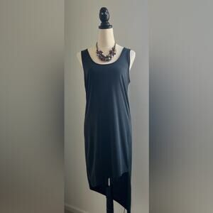 NWT SPLENDID‎ Sleeveless Asymmetrical Hem MIDI Criss Cross Back Black Dress Sz S